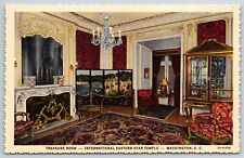Washington DC~Eastern Star Temple Interior~Treasure Room~1937 Linen Postcard picture