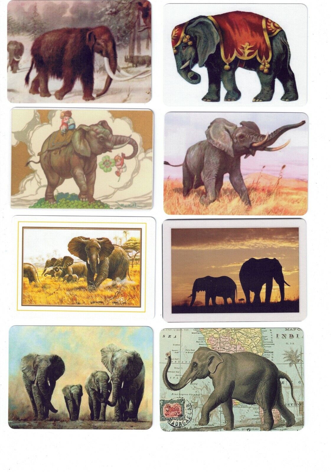 HORIZONTAL ELEPHANTS #1  (8)  swap/playing cards 
