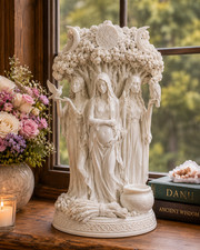 Celtic Goddess Danu Sculpture – Ancient Wisdom Triple Moon Resin Home Decor picture