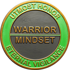 GL8-005 Warrior Mindset Challenge Coin Thin Green Line Border Patrol Agent Army picture