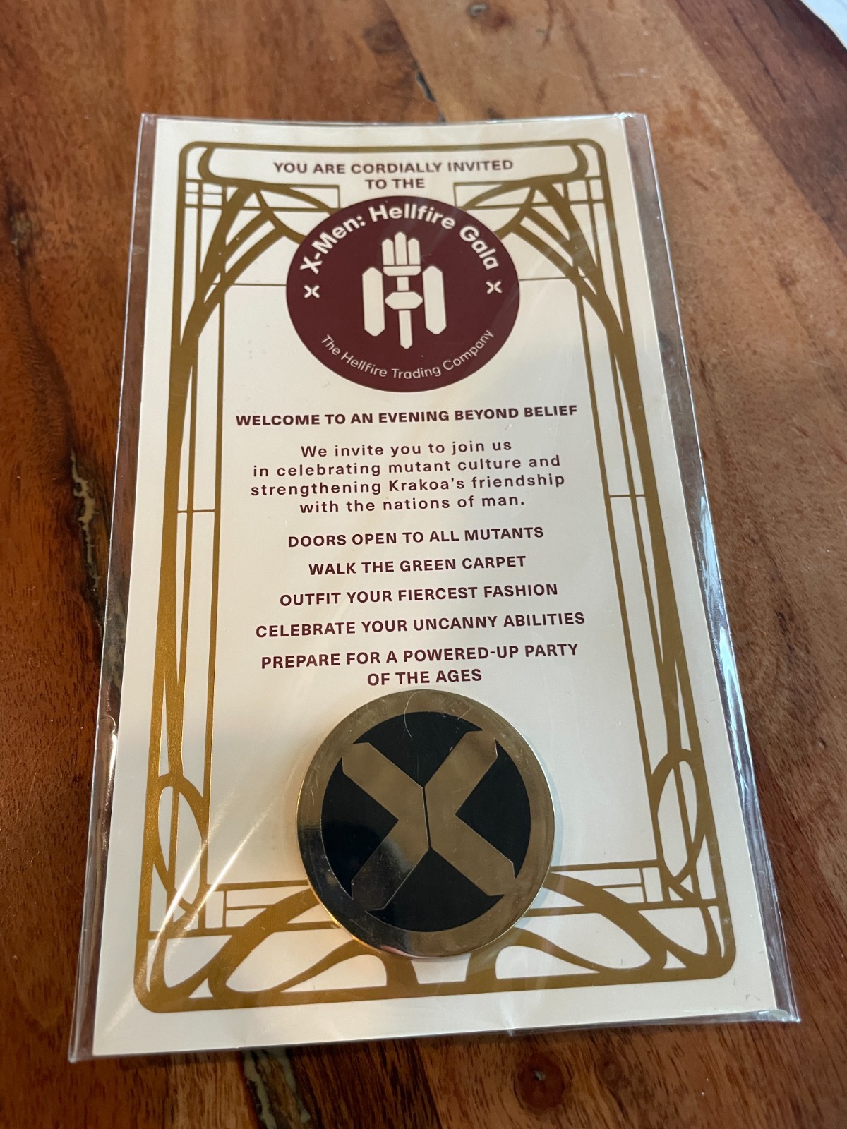 2023 D23 SDCC X-Men Hellfire Gala Event Exclusive Pin w/ Invitation Card