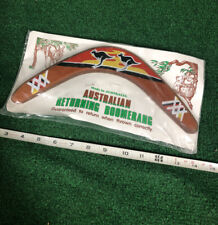 Australian Returning Boomerang Hand Carved Painted Vintage  picture