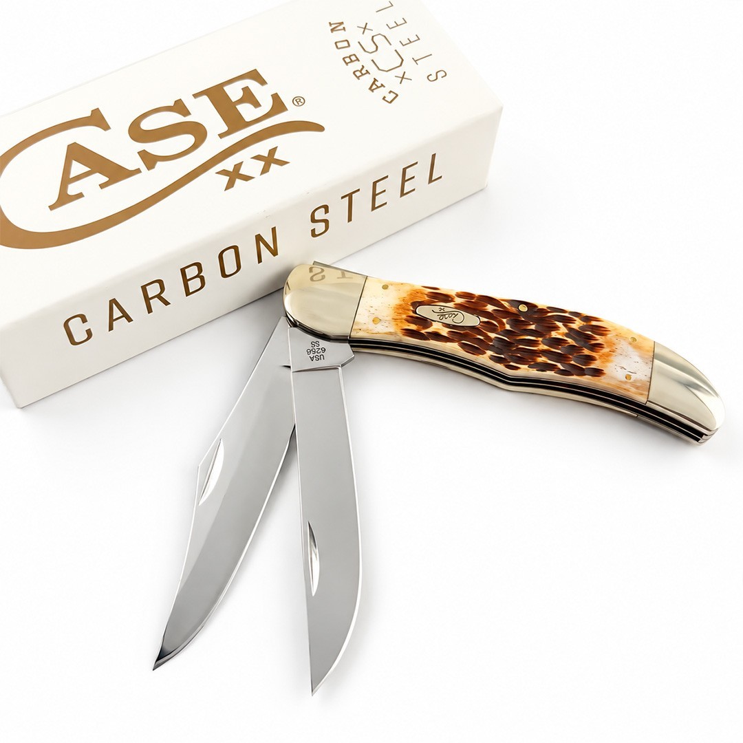 Case XX 30093 Folding Hunter Peach Seed Jig Amber Bone Carbon Steel Pocket Knife Case XX 30093 Folding Hunter Peach Seed Jig Amber Bone Carbon Steel Pocket Knife