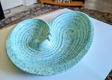 Large Atomic Boomerang Turquoise Blue Speckled Ashtray Mid Century Modern Decor picture