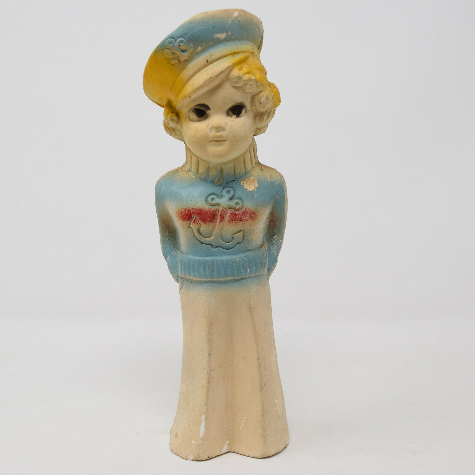 Vintage Shirley Temple Chalkware 1930s Carnival Fair Prize Repaired 3D Sailor