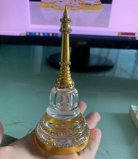 Thai Amulet Stupa Buddha Relic Container Storage Acrylic Crystal Altar Shrine 4