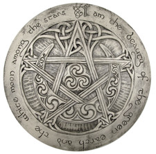 Large Moon Pentacle Plaque - Stone Finish - Dryad Design Pagan Wicca Pentagram picture