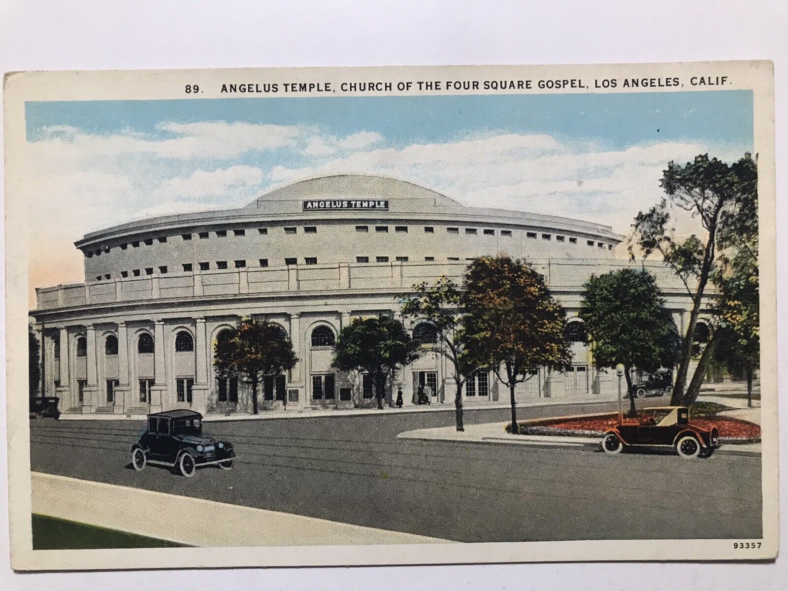 1930 Angelus Temple Church Of The Four Sq Gospel Los angeles California Postcard