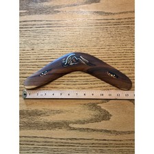 Jabiru Boomerang Australian Native Timber Hand Painted Kangaroo 14 Inch Souvenir picture
