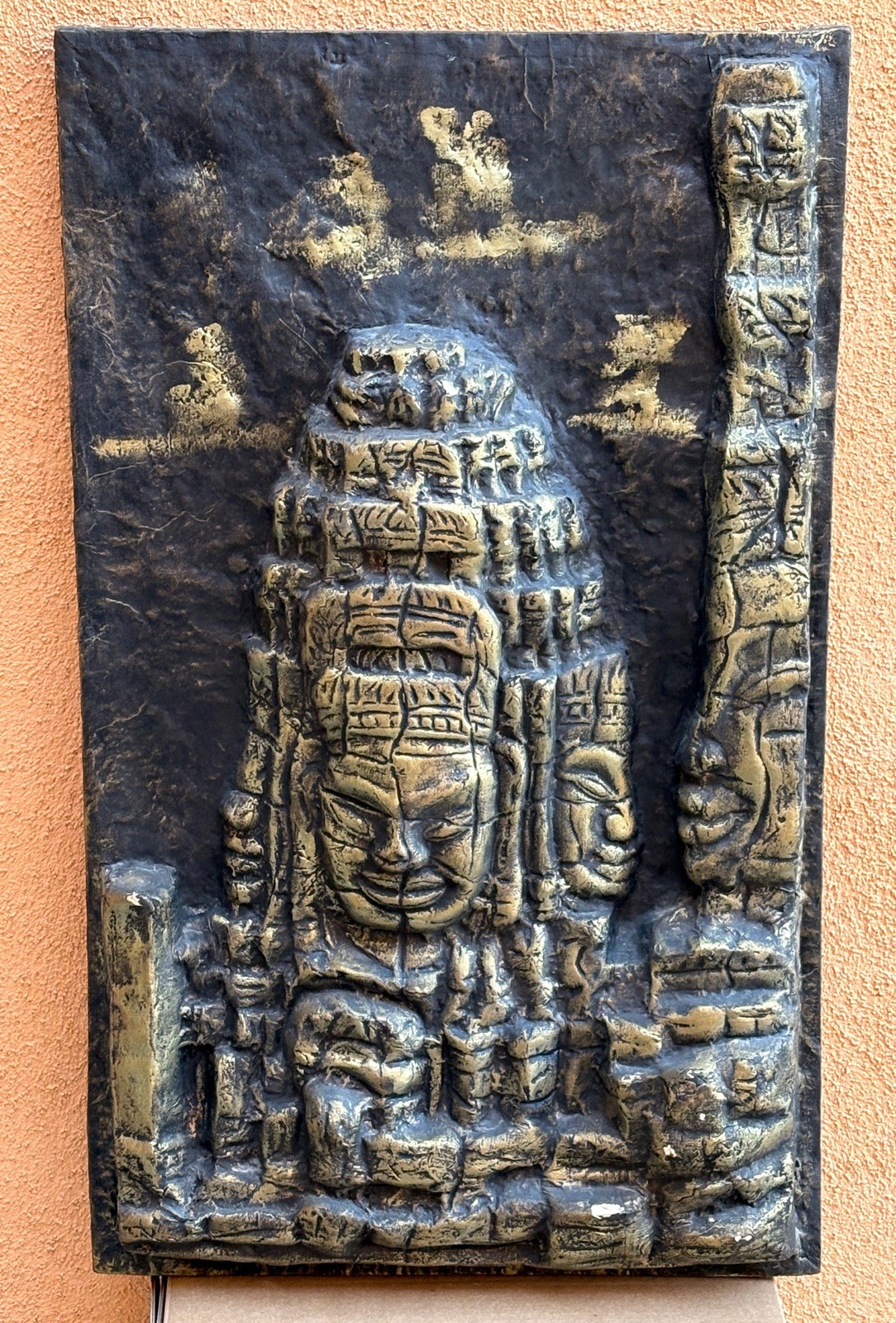 Angkor Wat Temple Rubbing Gold Hindu Buddhist 3D Art Cambodian Mid Century d Angkor Wat Temple Rubbing Gold Hindu Buddhist 3D Art Cambodian Mid Century d