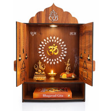 Wooden MDF Home Temple Pooja Mandir with Door & LED Light ( 49 x 30 x 20 CM ) picture