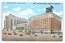 Masonic Temple Shrine Club Fort Wayne Hotel Detroit Michigan Vintage Postcard picture
