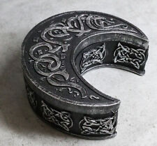 Wicca Sacred Celtic Knotwork Triple Moon Crescent Shaped Trinket Box Figurine picture