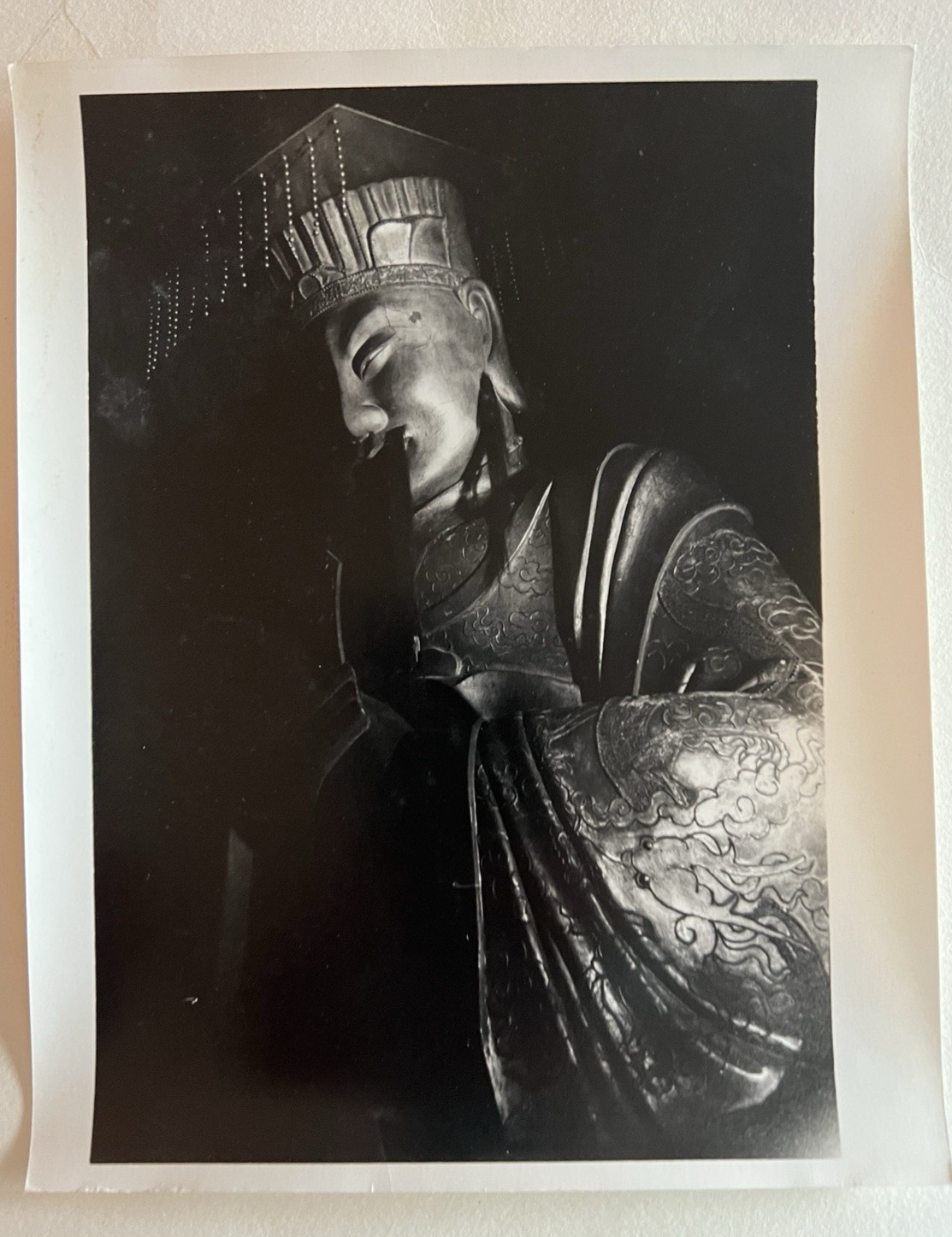 Vintage 1970's Black & White Glossy Photo Of Asian Temple Sculpture Vintage 1970's Black & White Glossy Photo Of Asian Temple Sculpture