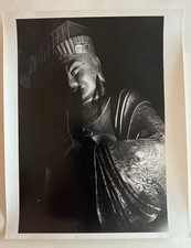 Vintage 1970's Black & White Glossy Photo Of  Asian Temple Sculpture picture