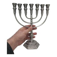 Menorah Jerusalem Temple 11 Inch Height 28 Cm 7 Branches Candel Silver Color picture