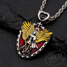 Holy Archangel Warrior Guardian Angel Saint St Michael Shield Pendant Necklace picture