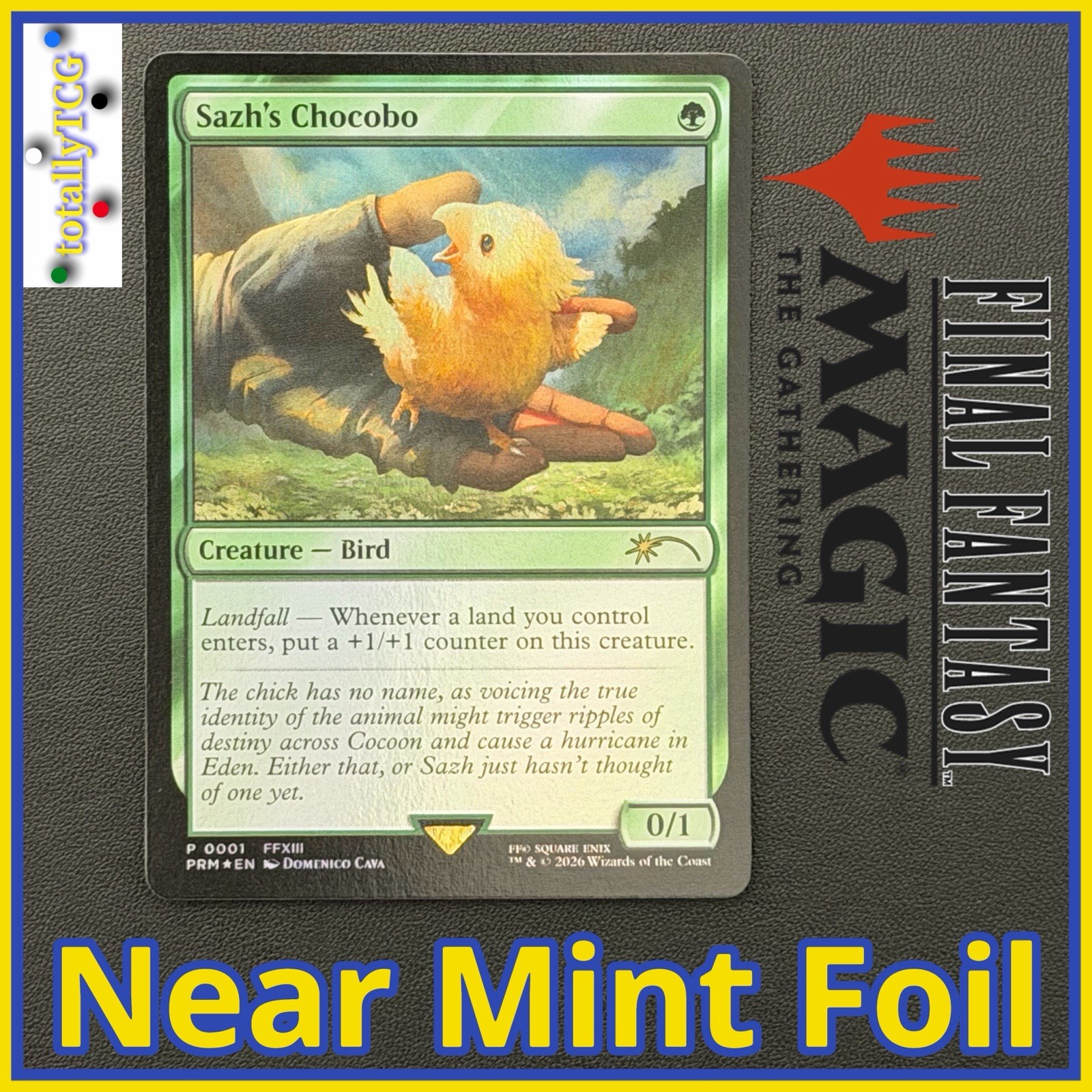 MTG Final Fantasy Sazh’s Chocobo 0001 Promo Card - Near Mint Foil MTG Final Fantasy Sazh’s Chocobo 0001 Promo Card - Near Mint Foil