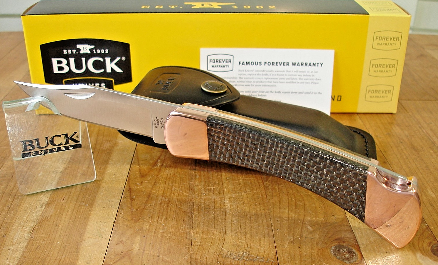 BUCK KNIFE 110 HUNTER COPPER ~ CARBON FIBER HANDLES BOS S35VN LEATHER SHEATH USA BUCK KNIFE 110 HUNTER COPPER ~ CARBON FIBER HANDLES BOS S35VN LEATHER SHEATH USA