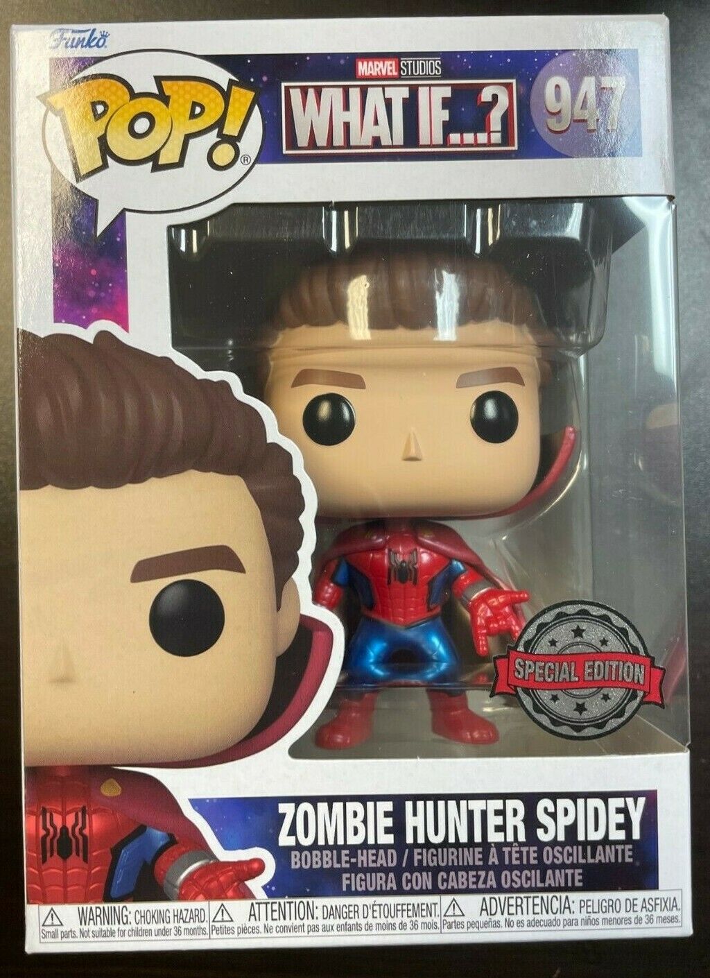 Funko Pop Zombie Hunter Spidey What If 947 Unmasked Spiderman EXCLUSIVE IN HAND