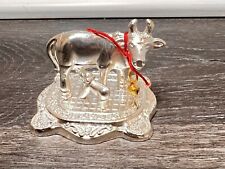 Metal Kamdhenu Cow with Calf Idol Statue Showpiece for Home Pooja Temple Office picture
