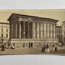 Antique CDV Filler Photograph Maison Carrée Roman Temple in Nîmes, France picture