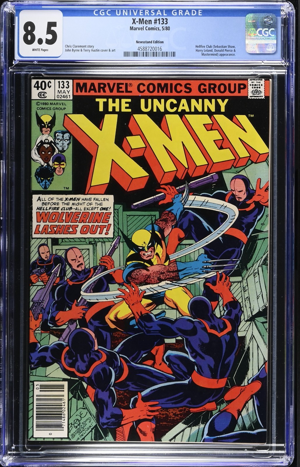 X-Men #133, CGC 8.5, NEWSTAND Edition, Wolverine vs THE HELLFIRE CLUB (1980)