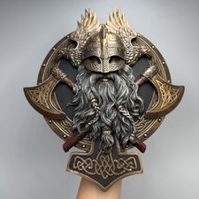 Viking Berserker Wall Plaque Twin Axes Bronze Finish Veronese Home Decor Gift picture
