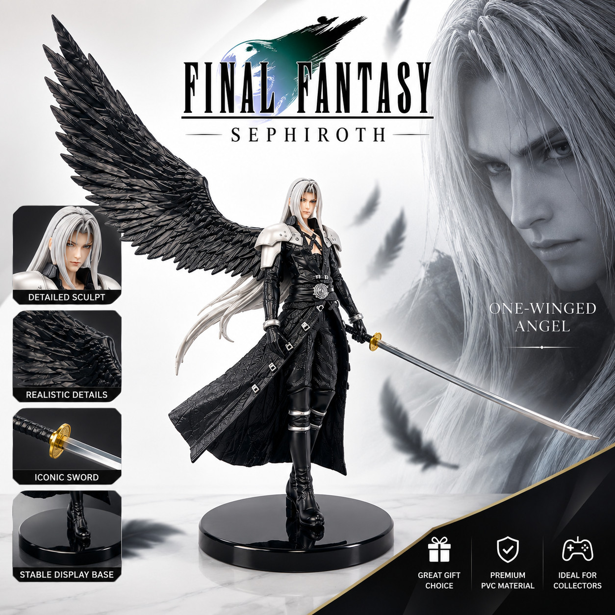 28.5cm Final Fantasy Sephiroth Wing Figure Collectible Anime Model Toy Gift New