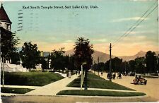 East South Temple Street Horses Wagons Cars Salt Lake City UT Postcard c1911 picture