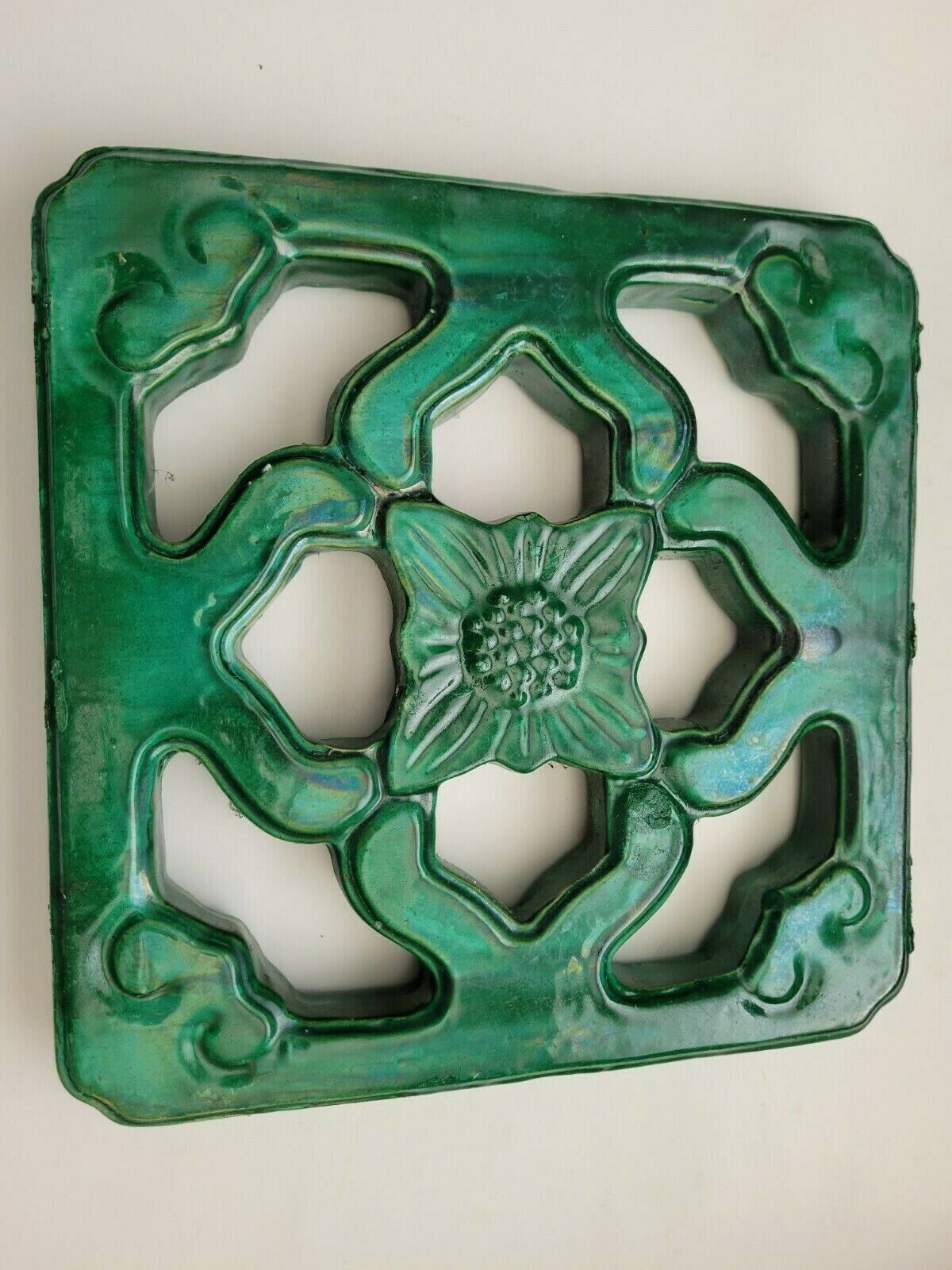 Antique Chinese Breezeway Jade Temple Tiki Tile Vintage Archetechute Garden tile