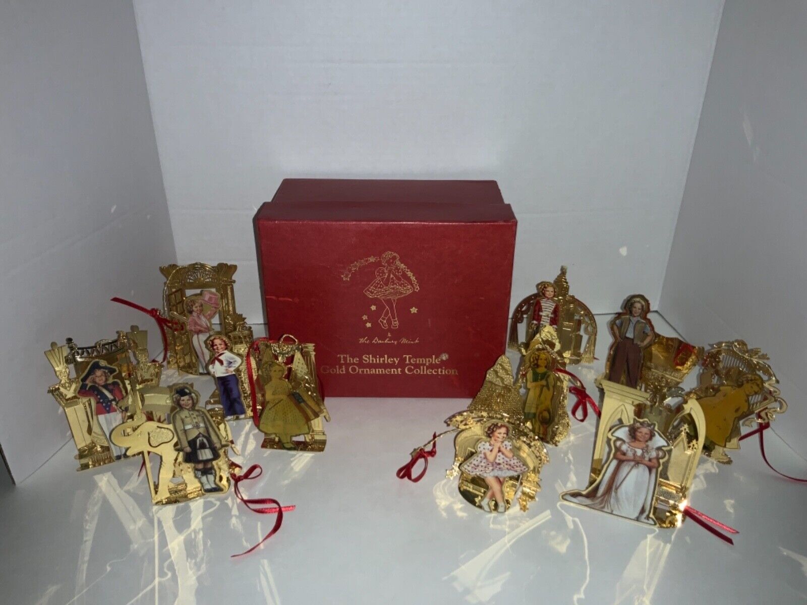 Danbury Mint Shirley Temple Gold Christmas Ornaments Collection -1 Missing (11)