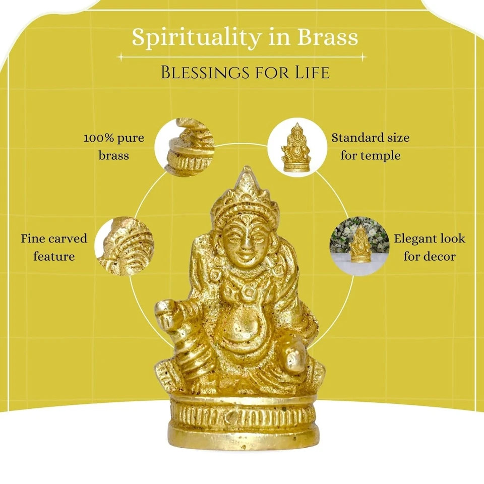 Lord Kuber Brass Statue for Home Temple attract money & Enhance the decor value Lord Kuber Brass Statue for Home Temple attract money & Enhance the decor value