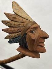 Collectible Wooden Tobaccoriana Smoking Pipe Warrior  Feathers Indian Chief picture