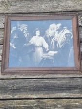 Jesus In Temple Print Wood Frame Hofmann Vintage Antique 19.5x23.5 picture