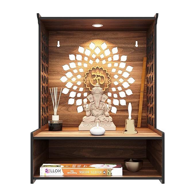 Temple for Home,Wooden Temple for Home Pooja Stand with LED Spot Light