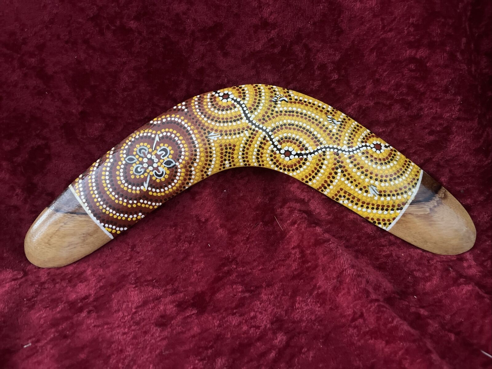 Authentic Stan Yarramunua Art Australian Aboriginal Boomerang Handcrafted One Of