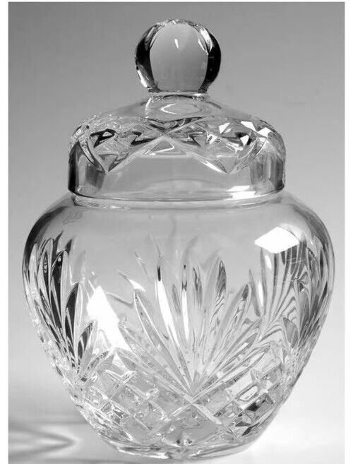 Lead Crystal Temple Ginger Jar w/Lid Made By Cyrstal Clear Industries, Poland
