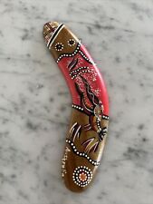 Hand Crafted Hand Painted Australian Aboriginal Design Wood Throwing Boomerang picture