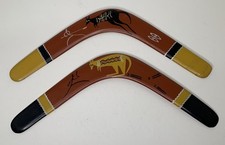 Set of 2 Vtg Bill Onus Aboriginal Boomerangs Australian Artist Signed Kangaroo picture