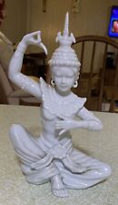Thai Dancing Temple Goddess Statue Vintage BLANC DE CHINE White PORCELAIN picture