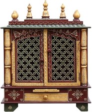 New Indian Wooden Temple Puja Mandir Pooja Stand for Home and Office Wall Mandir picture