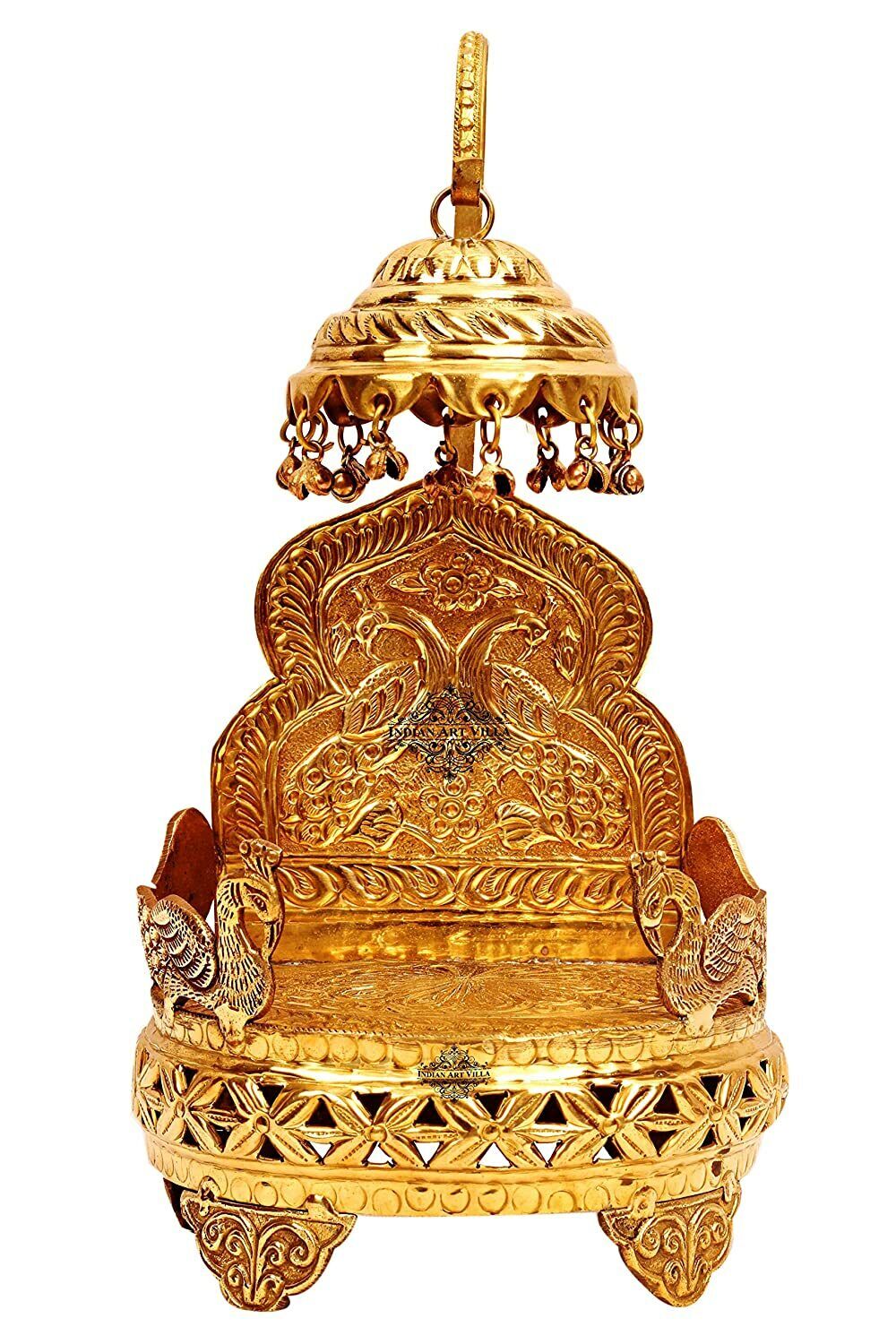 Handmade Peacock Design Brass Round Singhasan Chair of God,Temple Home Pooja,11\