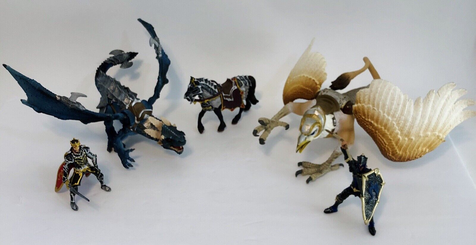 Schleich LOT of 2 Warriors Blue Dragon Griffin Rider Horse - Dungeons n Dragons