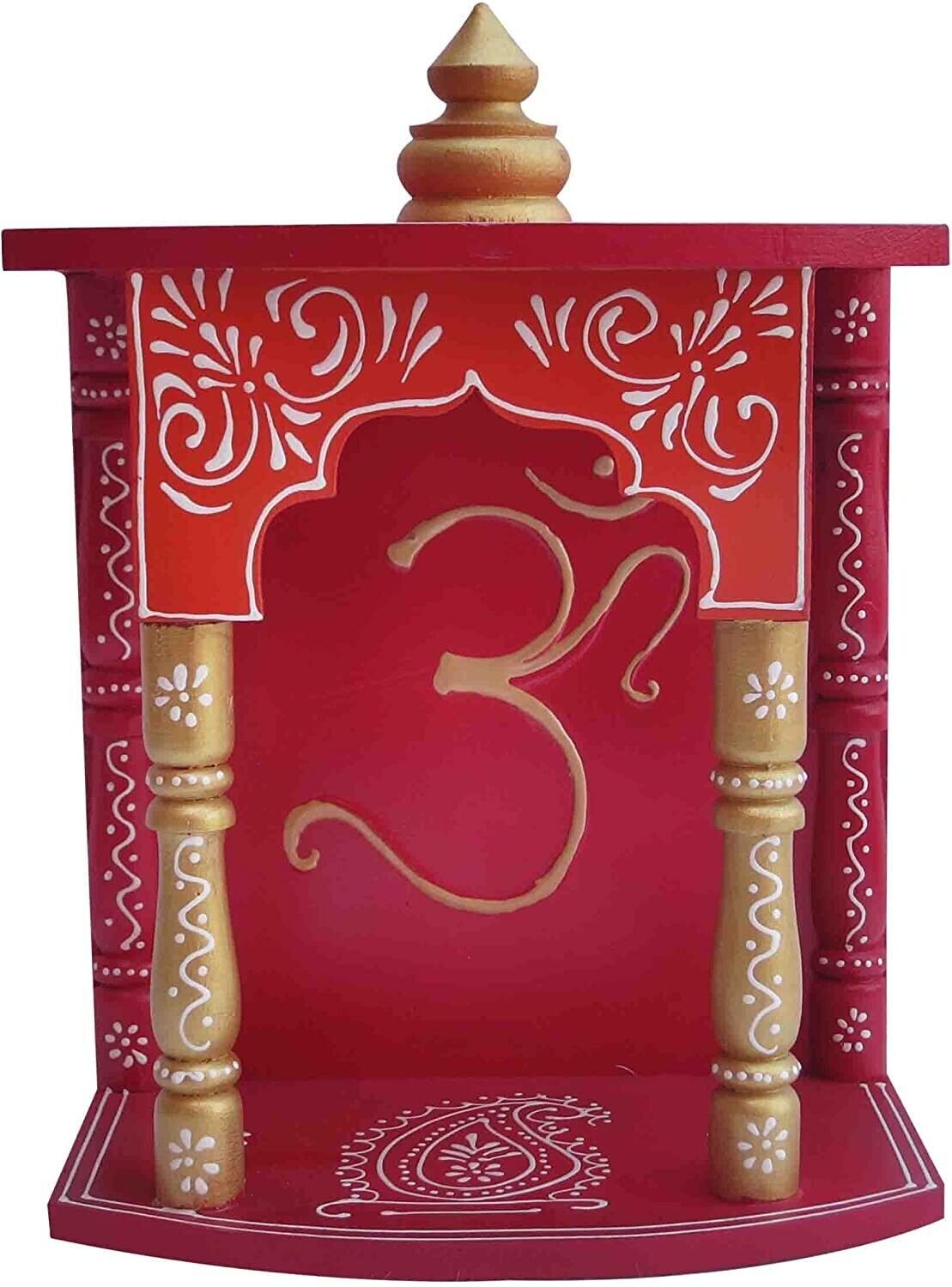 Handicraft Store Hindu Religious colourfull Wood Temple with swastick Symbol for