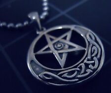 Necklace Celtic Moon Pentagram Pendant Sterling Silver New old stock - RARE- picture