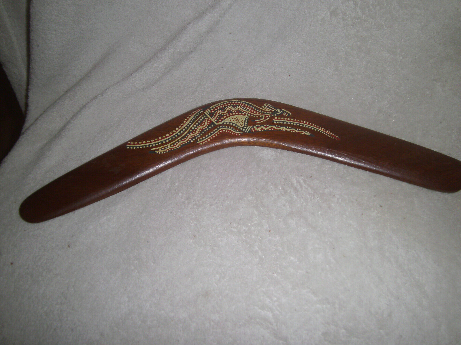 Hand Crafted Hand Painted Australian Aboriginal Design Wood Throwing Boomerang
