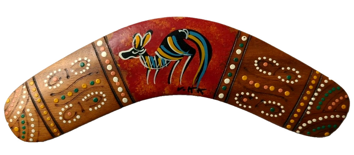 NEW 8 Inch Hand Crafted Wooden Aboriginal Boomerang - Kangaroo - Australia NEW 8 Inch Hand Crafted Wooden Aboriginal Boomerang - Kangaroo - Australia