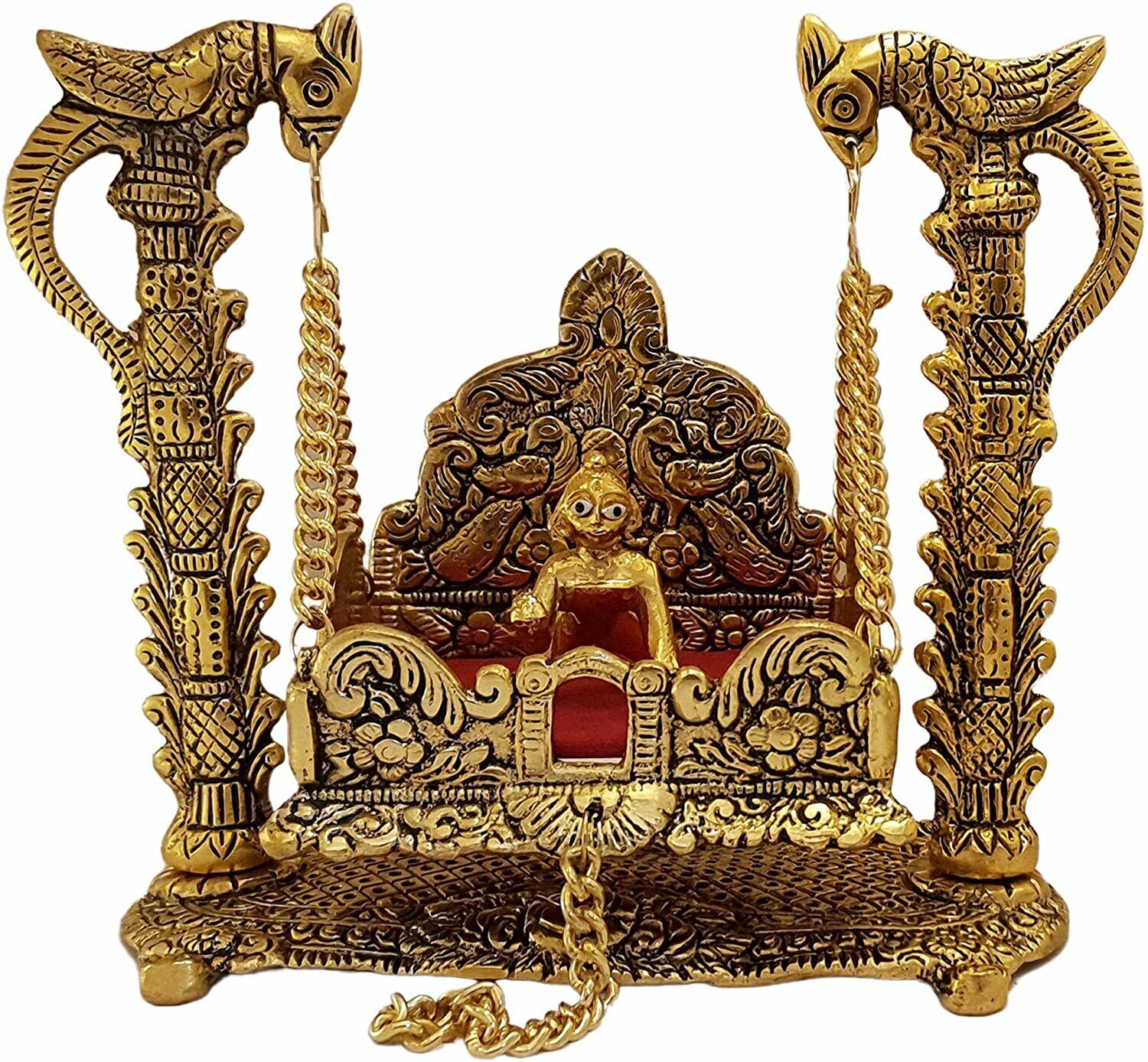 Traditional temple arch/gate design jhula Singhasan Lord Krishna Handmade Laddu