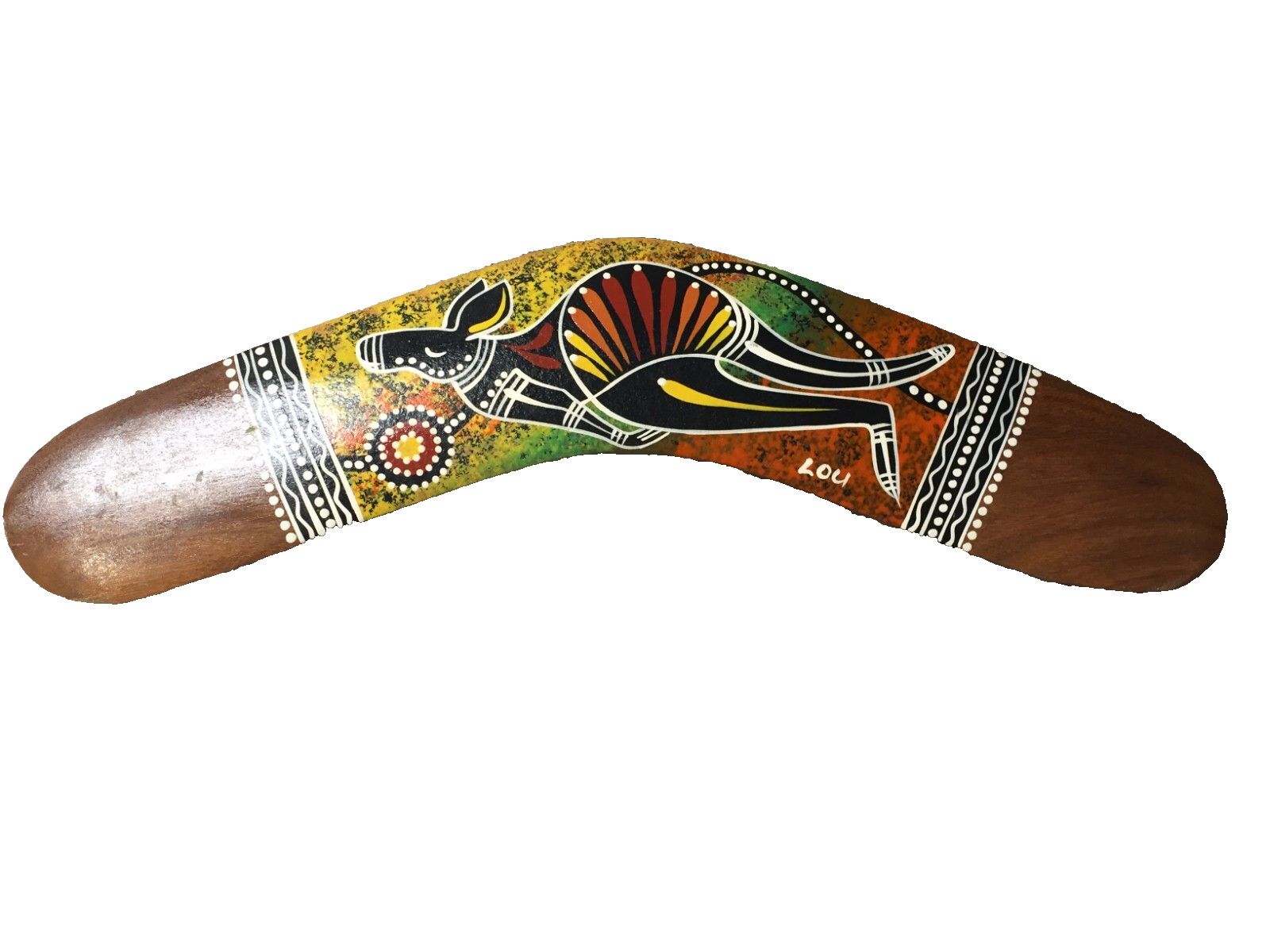 Authentic Australian Boomerang Waterhole Dreaming Lou Hand-Painted Authentic Australian Boomerang Waterhole Dreaming Lou Hand-Painted